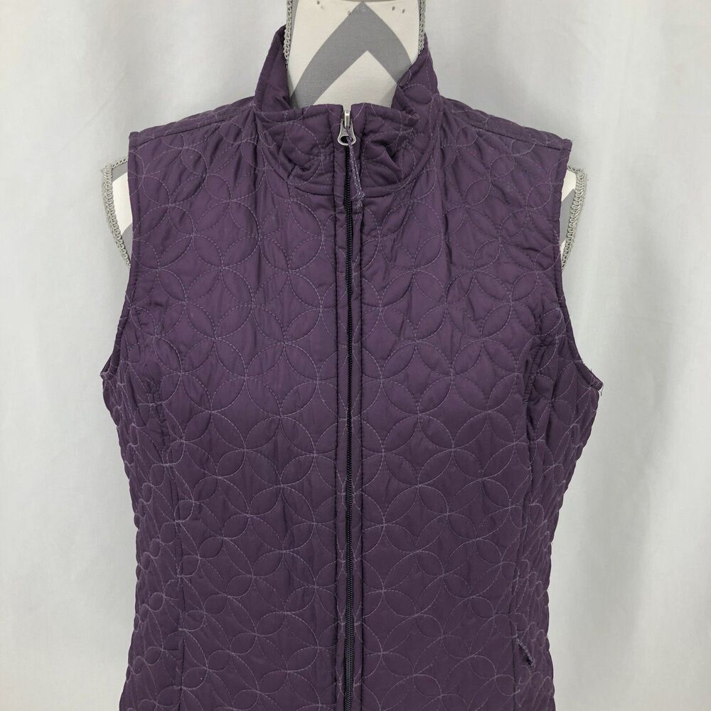 Eddie Bauer Circle Embroidered Quilted Vest Purple Polyester D3456352 Medium